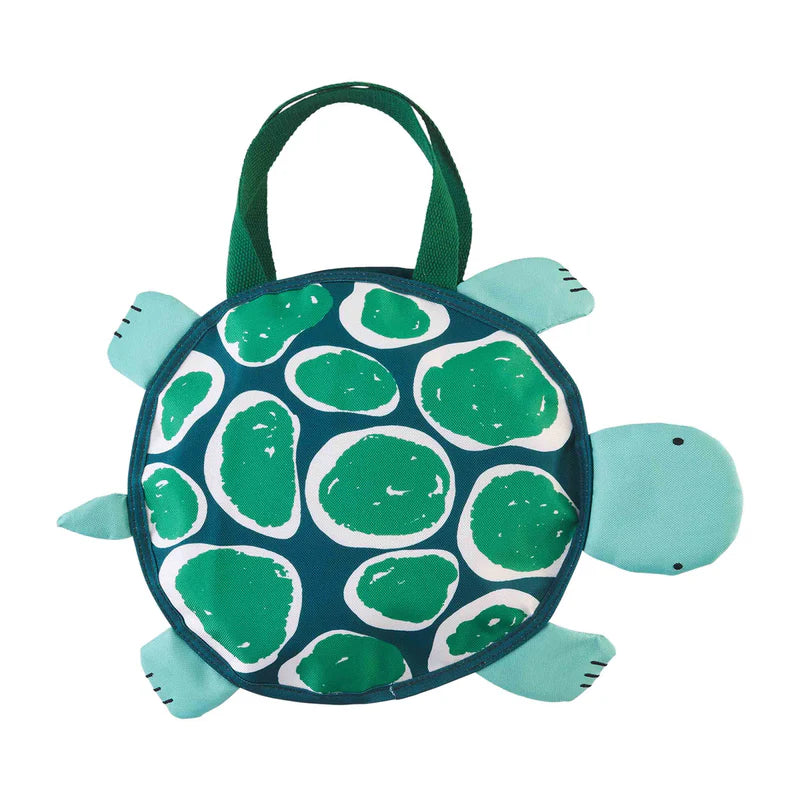 Green Turtle Beach Tote with Sand Toys