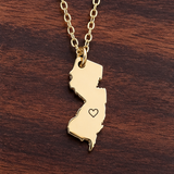 Stainless Steel New Jersey State Necklace, Engraveable
