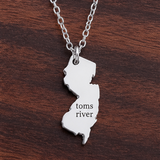 Stainless Steel New Jersey State Necklace, Engraveable