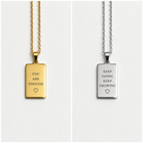 Stainless Steel Rectangle Pendant Necklace, Engraveable