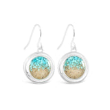Dune Silver Plated Round Drop Earrings with Turquoise & Sand from the Jersey Shore
