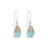 Dune Silver Plated Teardrop Drop Earrings with Turquoise & Sand from the Jersey Shore