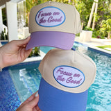 'Focus on the Good' Periwinkle Vintage Trucker Hat