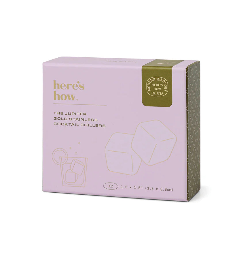 Cocktail Cubes Cocktail Chillers in Gold, 2PK