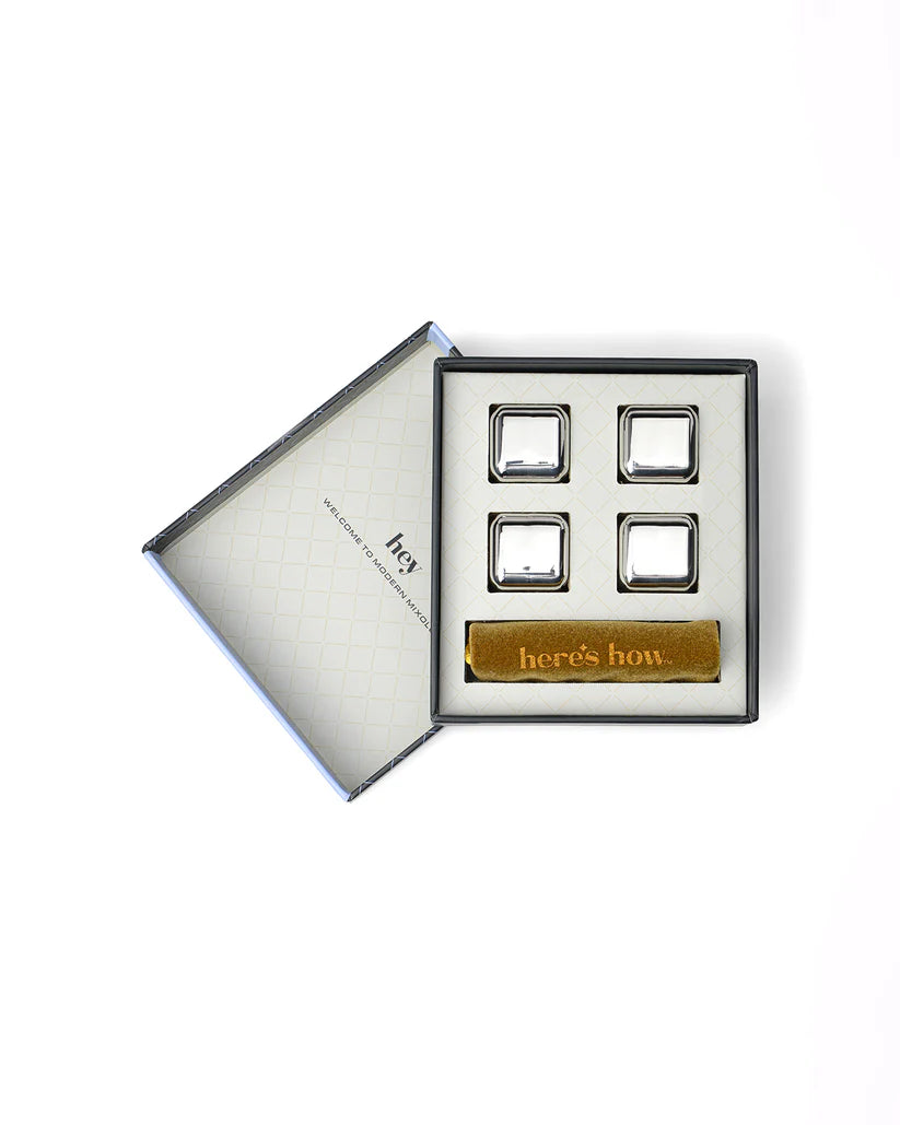 Cocktail Cubes Cocktail Chillers in Silver, 4PK