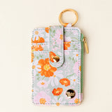 Light Sage, Pink & Orange Floral Keychain Wallet