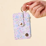 Blue and Purple Floral Keychain Wallet