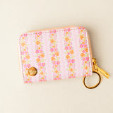 Light Pink & Orange Floral Zip Around Wallet