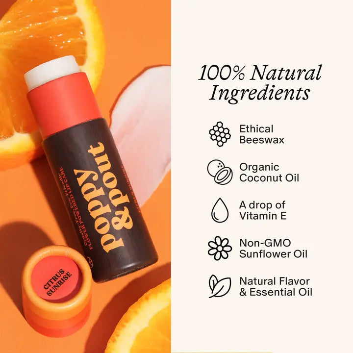 Poppy & Pout Lip Balm, Retro Surf Citrus Sunrise