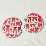 Coquette Pink Bows Car Coasters