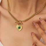 Green Heart Chain Toggle Necklace