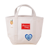 Natural Mini Tote Bag with Honey, Spritz & Good Energy Themed Patches