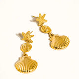 Seashell, Starfish, Swirl Dangle Earrings
