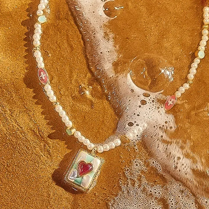 Vintage Pearl Heart Necklace