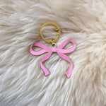 Pink Enamel Bow Keychain
