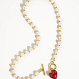 Vintage Natural Pearl Red Heart Necklace