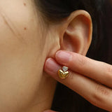 CZ Heart Drop Stud Earrings