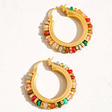 Multicolored Beaded Hoop Earrings