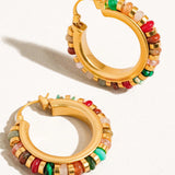 Multicolored Beaded Hoop Earrings