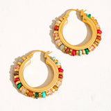 Multicolored Beaded Hoop Earrings
