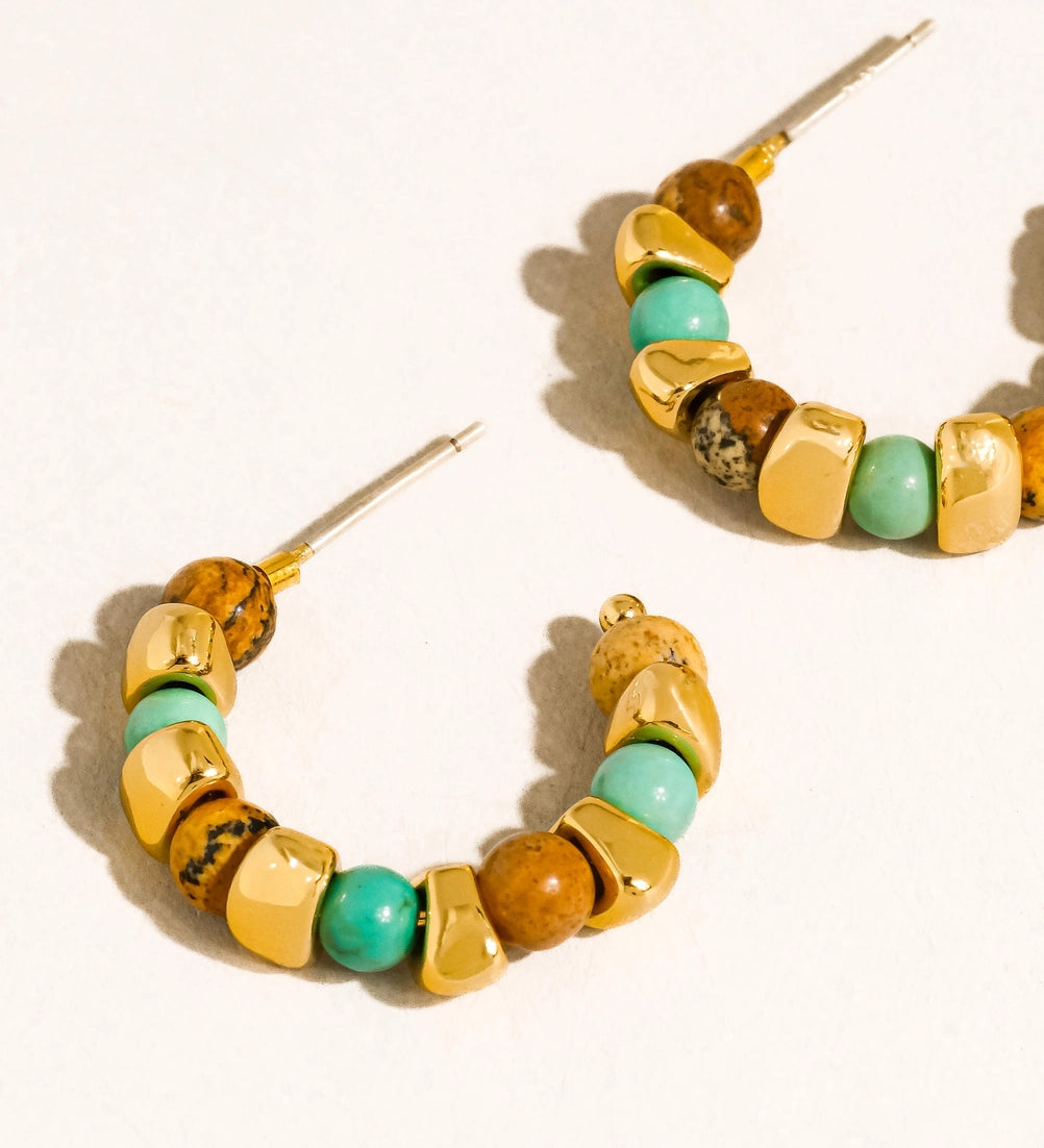 Boho Beaded Hoop Earrings