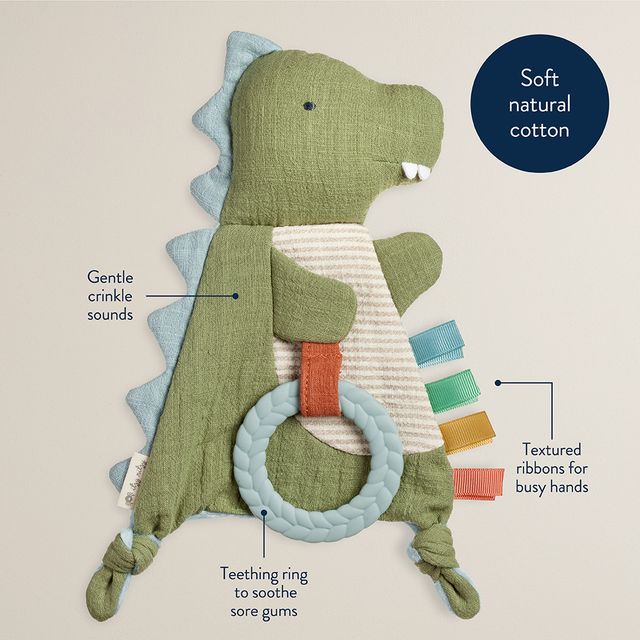 Itzy Ritzy Dinosaur Bitzy Crinkle™ Sensory Crinkle Toy With Teether