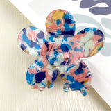 Mixed Dark Blue, Pink & Gold Flower Claw Hair Clip
