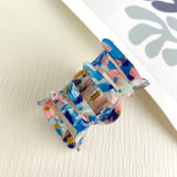 Mixed Dark Blue, Pink & Gold Flower Claw Hair Clip