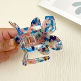 Mixed Dark Blue, Pink & Gold Flower Claw Hair Clip