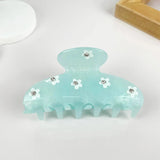Blue Floral with Rhinestones Claw Hair Clip