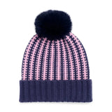 Navy Blue & Pink Houndstooth Beanie