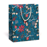 Blue Poinsettia Gift Bag, Large
