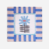 Hand-Painted Blue Striped Ceramic Picture Frame