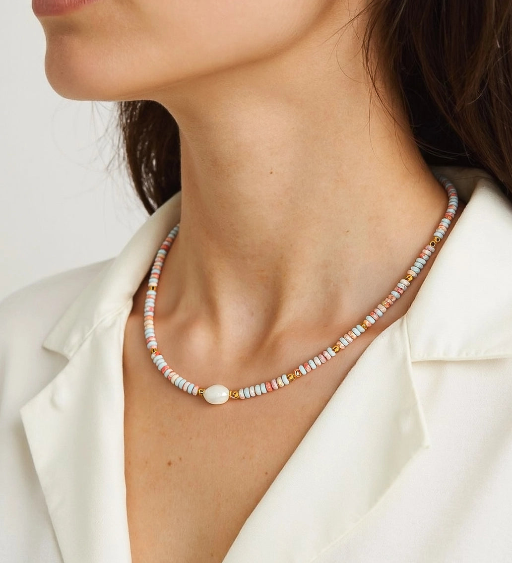 Boho Beaded Pearl Necklace