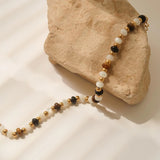 Brown, White and Black Boho Beaded Necklace