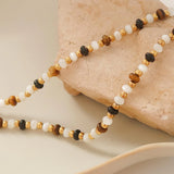 Brown, White and Black Boho Beaded Necklace
