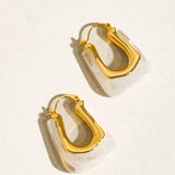 White U-Shaped Boho Hoop Earrings