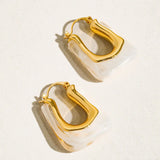 White U-Shaped Boho Hoop Earrings