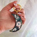 Botanical Moon Enamel Keychain