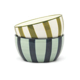 Cool Tone Striped Ceramic Dipping Bowls, Set of 2