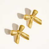 Puffy Gold Bow Earrings
