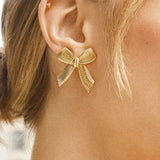 Puffy Gold Bow Earrings