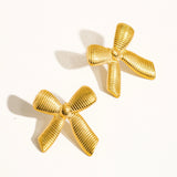Puffy Gold Bow Earrings
