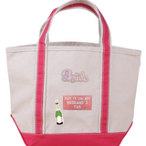 Pink Small Canvas Tote Bag with Bridal Themed Patches