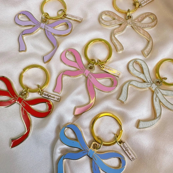 Pink Enamel Bow Keychain