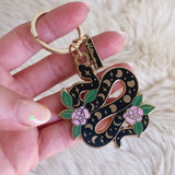 Black Serpent Enamel Keychain