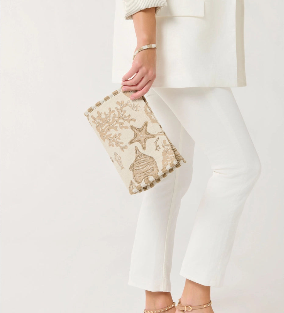 Coastal Jacquard Wristlet Pouch