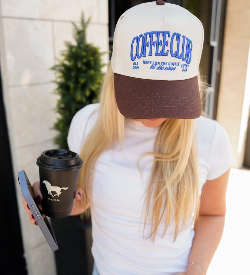 Coffee Club Embroidered Vintage Trucker Hat