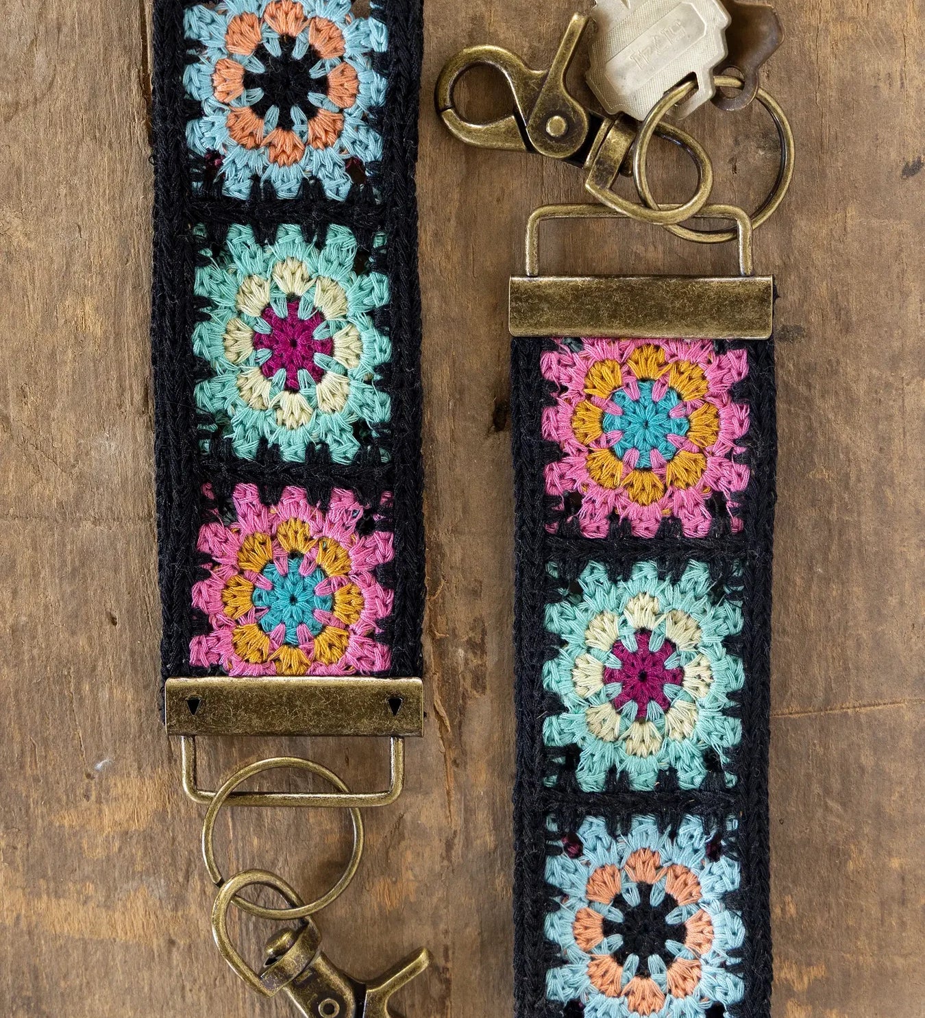 Natural Life Crochet Key Fob Keychain, Black