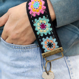 Natural Life Crochet Key Fob Keychain, Black